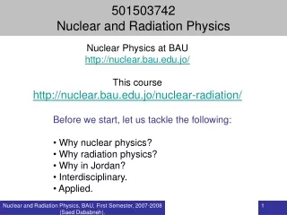 501503742  Nuclear and Radiation Physics