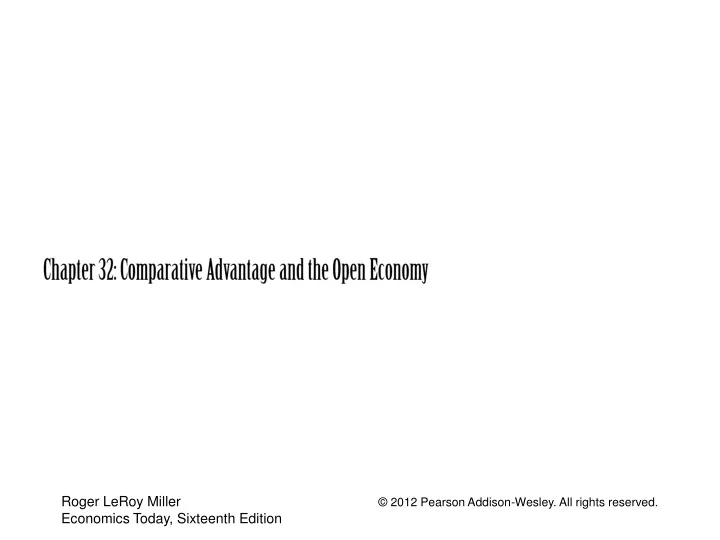 chapter 32 comparative advantage and the open economy