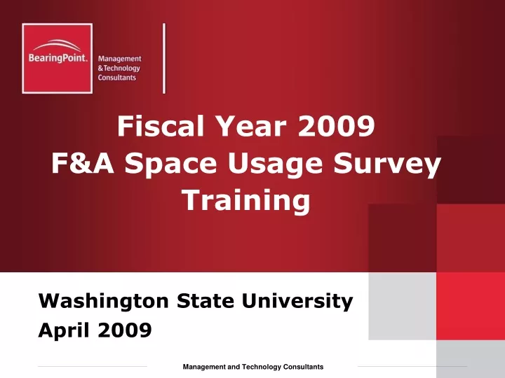 fiscal year 2009 f a space usage survey training