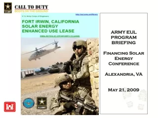 ARMY EUL PROGRAM BRIEFING Financing Solar Energy Conference  Alexandria, VA May 21, 2009