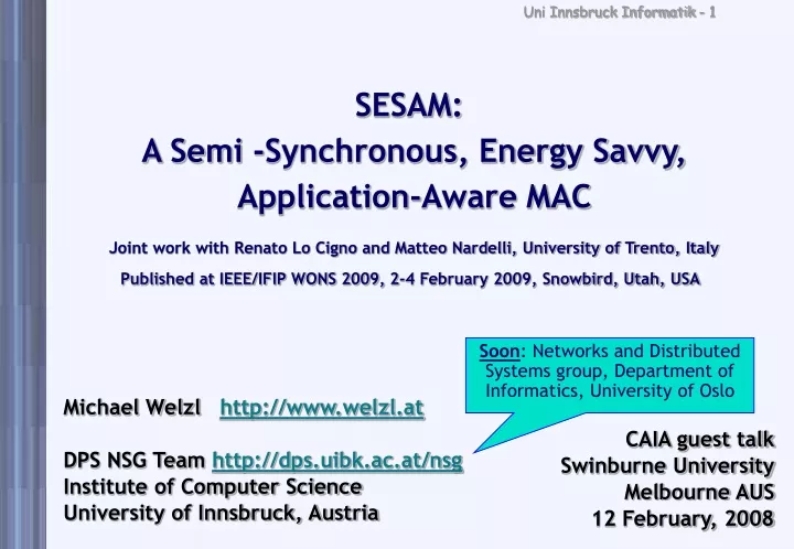 sesam a semi synchronous energy savvy application