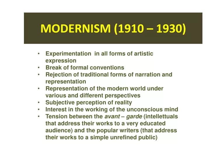 modernism 1910 1930