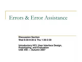 Errors &amp; Error Assistance
