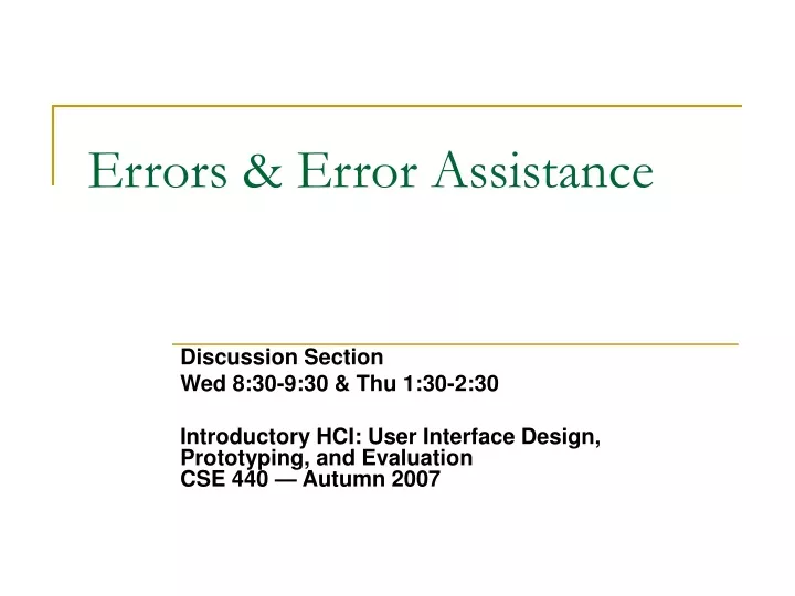 errors error assistance