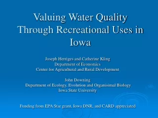 Valuing Water Quality Through Recreational Uses in Iowa