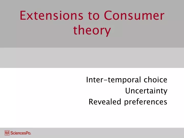 extensions to consumer theory