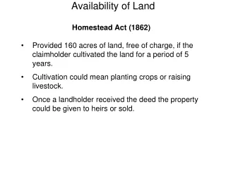 Availability of Land