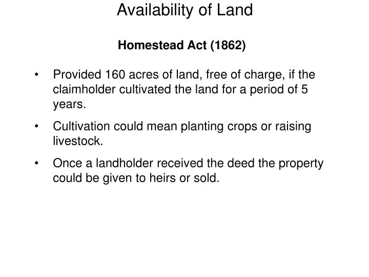 availability of land