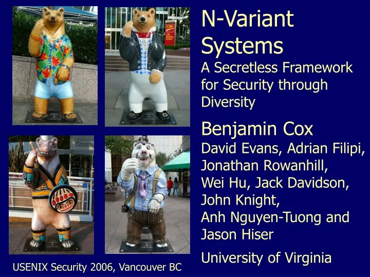 n variant systems a secretless framework