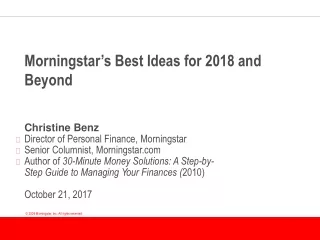 Morningstar’s Best Ideas for 2018 and Beyond