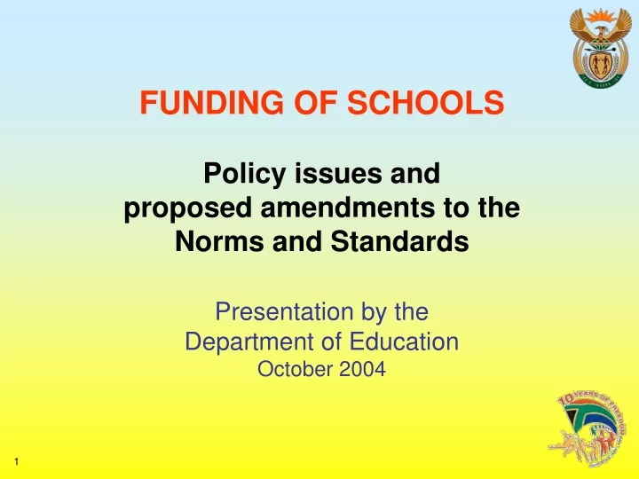 funding of schools policy issues and proposed