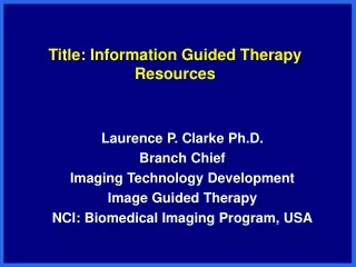 Title: Information Guided Therapy Resources