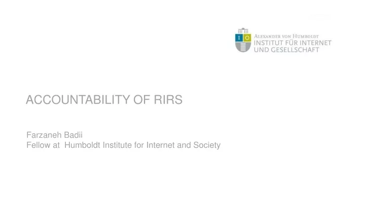 accountability of rirs