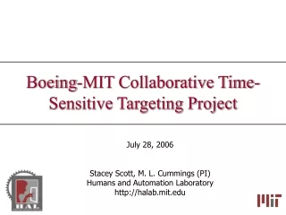 Boeing-MIT Collaborative Time-Sensitive Targeting Project