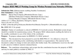 Project: IEEE P802.15 Working Group for Wireless Personal Area Networks (WPANs)