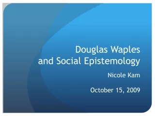 Douglas Waples and Social Epistemology