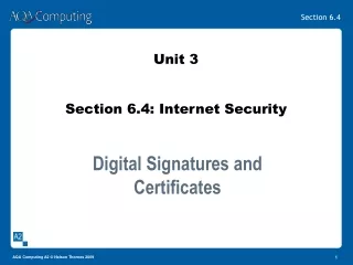 Unit 3 Section 6.4: Internet Security