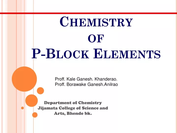 chemistry of p block elements