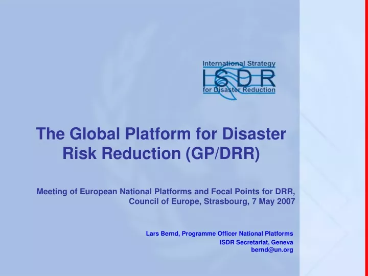 the global platform for disaster risk reduction gp drr