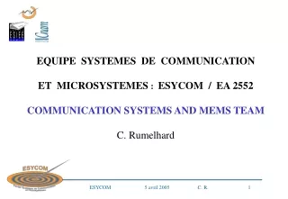 EQUIPE  SYSTEMES  DE  COMMUNICATION ET  MICROSYSTEMES  :   ESYCOM  /  EA 2552