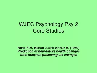 WJEC Psychology Psy 2 Core Studies