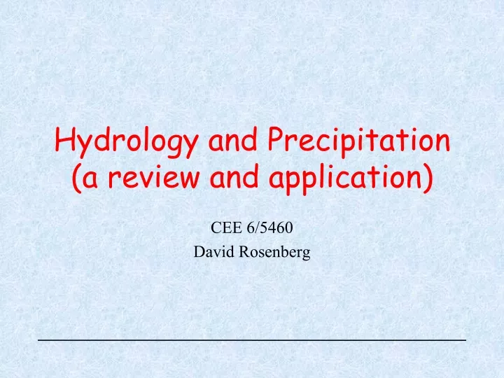 hydrology and precipitation a review and application