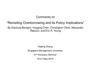 Haiping Zhang  Singapore Management University 41 st  Konstanz Seminar 19-21 May 2010
