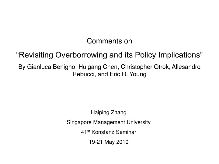 comments on revisiting overborrowing