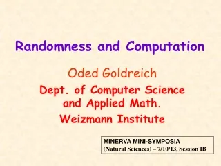 Randomness and Computation