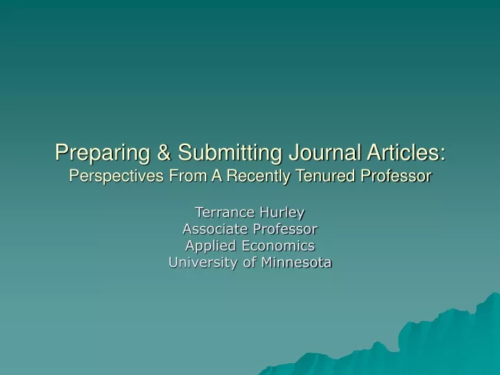 preparing submitting journal articles perspectives from a recently tenured professor