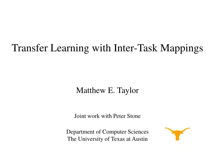 transfer learning with inter task mappings