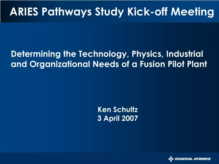 aries pathways study kick off meeting