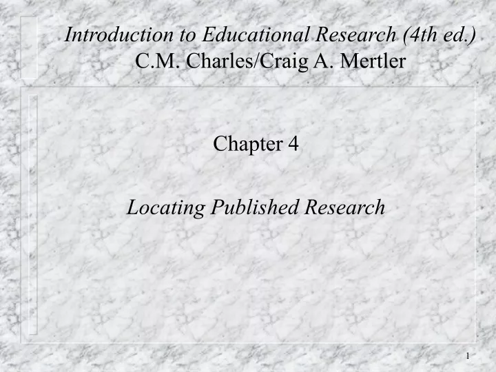 introduction to educational research