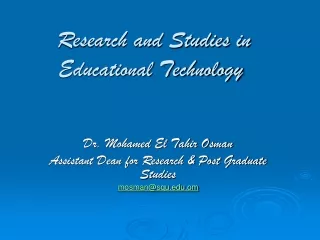 Research and Studies in Educational Technology