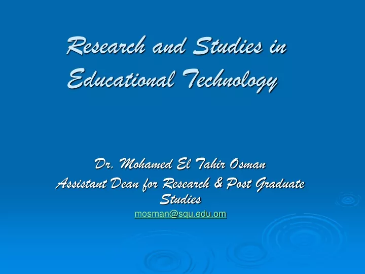 research and studies in educational technology