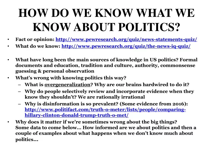 how do we know what we know about politics