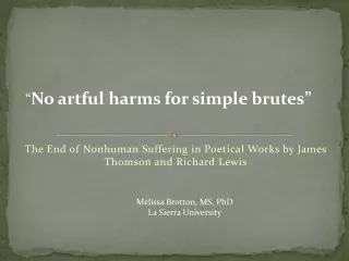 The End of Nonhuman Suffering in Poetical Works by James Thomson and Richard Lewis