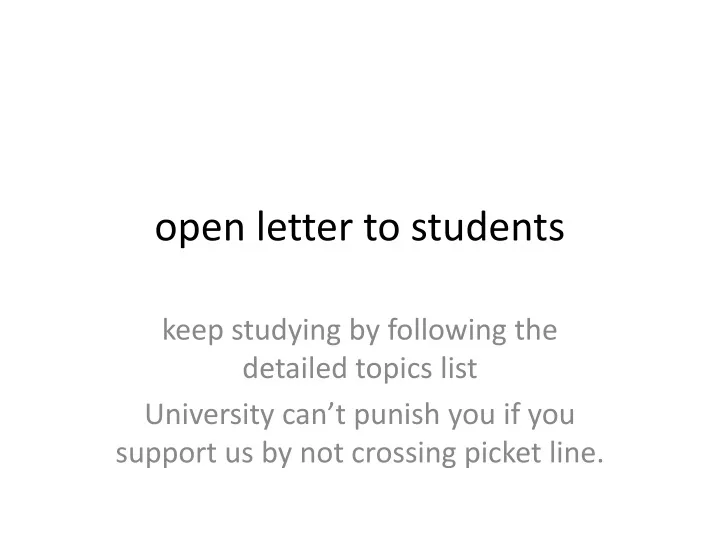 open letter to students