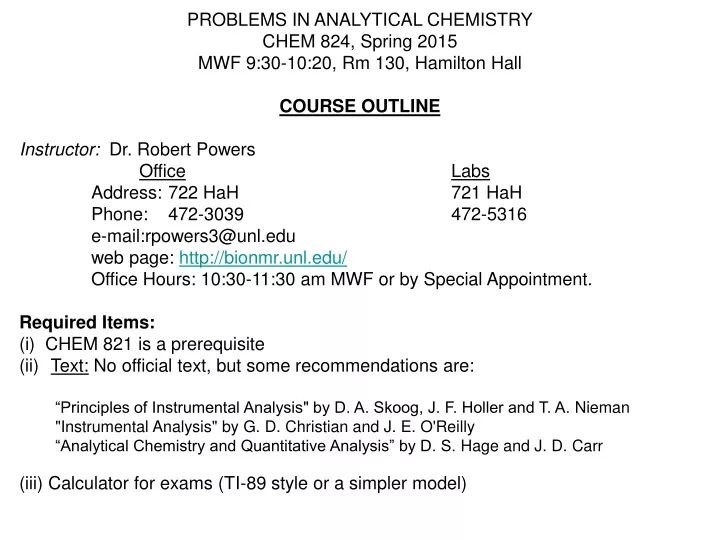 problems in analytical chemistry chem 824 spring