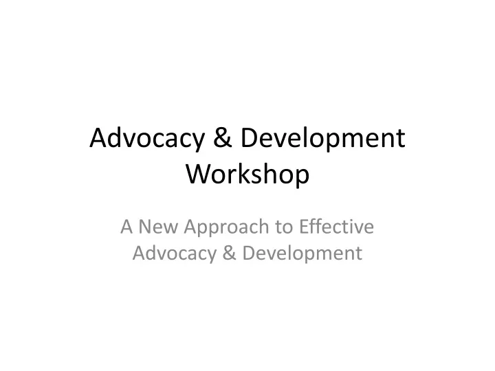 advocacy development workshop