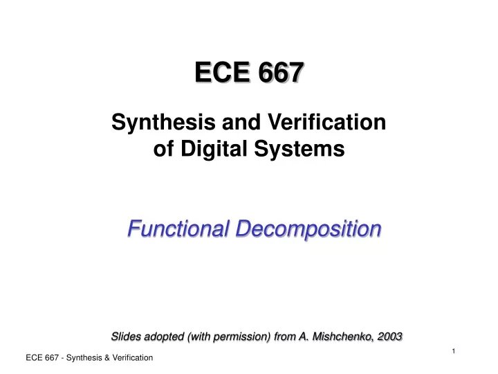 ece 667 synthesis and verification of digital systems