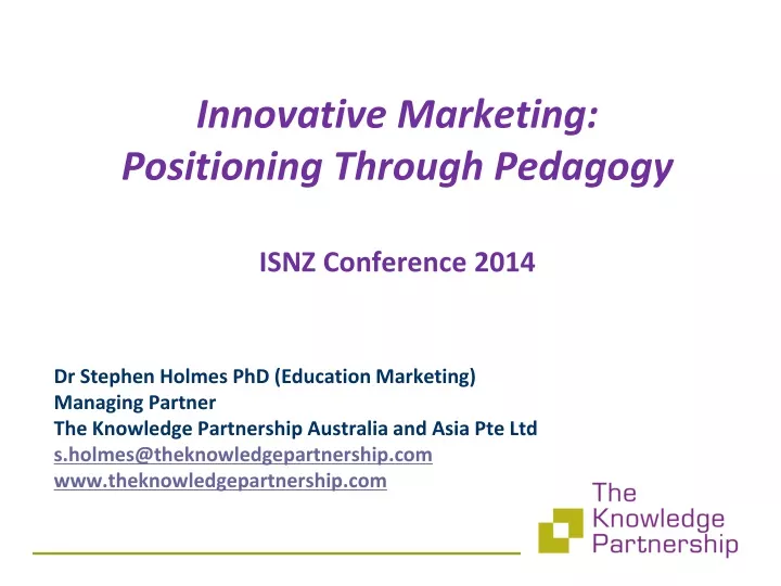 innovative marketing positioning through pedagogy