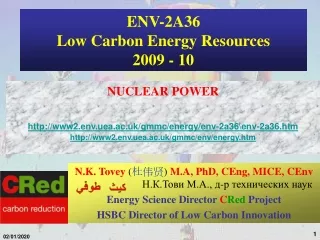 ENV-2A36  Low Carbon Energy Resources  2009 - 10