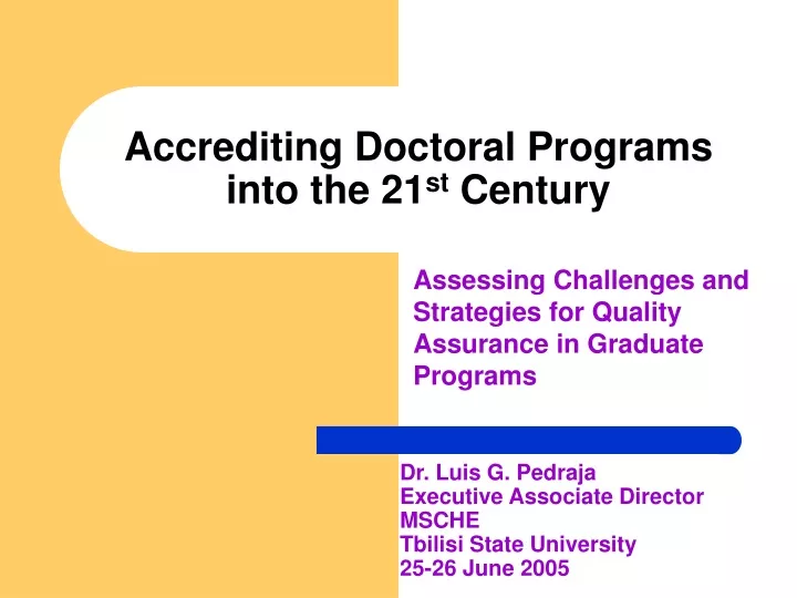 accrediting doctoral programs into the 21 st century