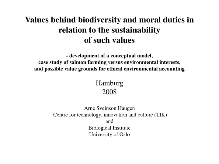 values behind biodiversity and moral duties