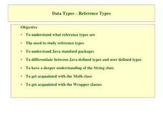 Data Types – Reference Types