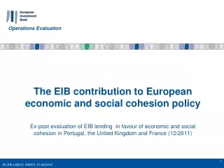 The EIB contribution to European economic and social cohesion policy