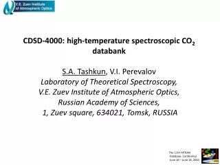 CDSD-4000: high-temperature spectroscopic CO 2  databank S.A.  Tashkun , V.I.  Perevalov