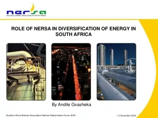 ROLE OF NERSA IN DIVERSIFICATION OF ENERGY IN SOUTH AFRICA