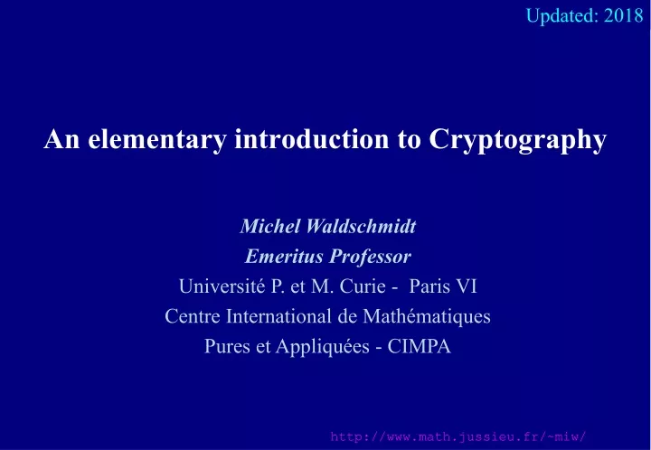 an elementary introduction to cryptography